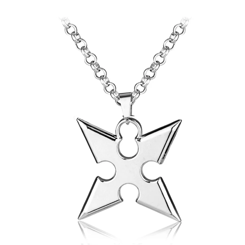 

New Arrive Kingdom Hearts Sora Roxas Cross pendant Necklace fashion jewelry chain link maxi Leather statement necklace