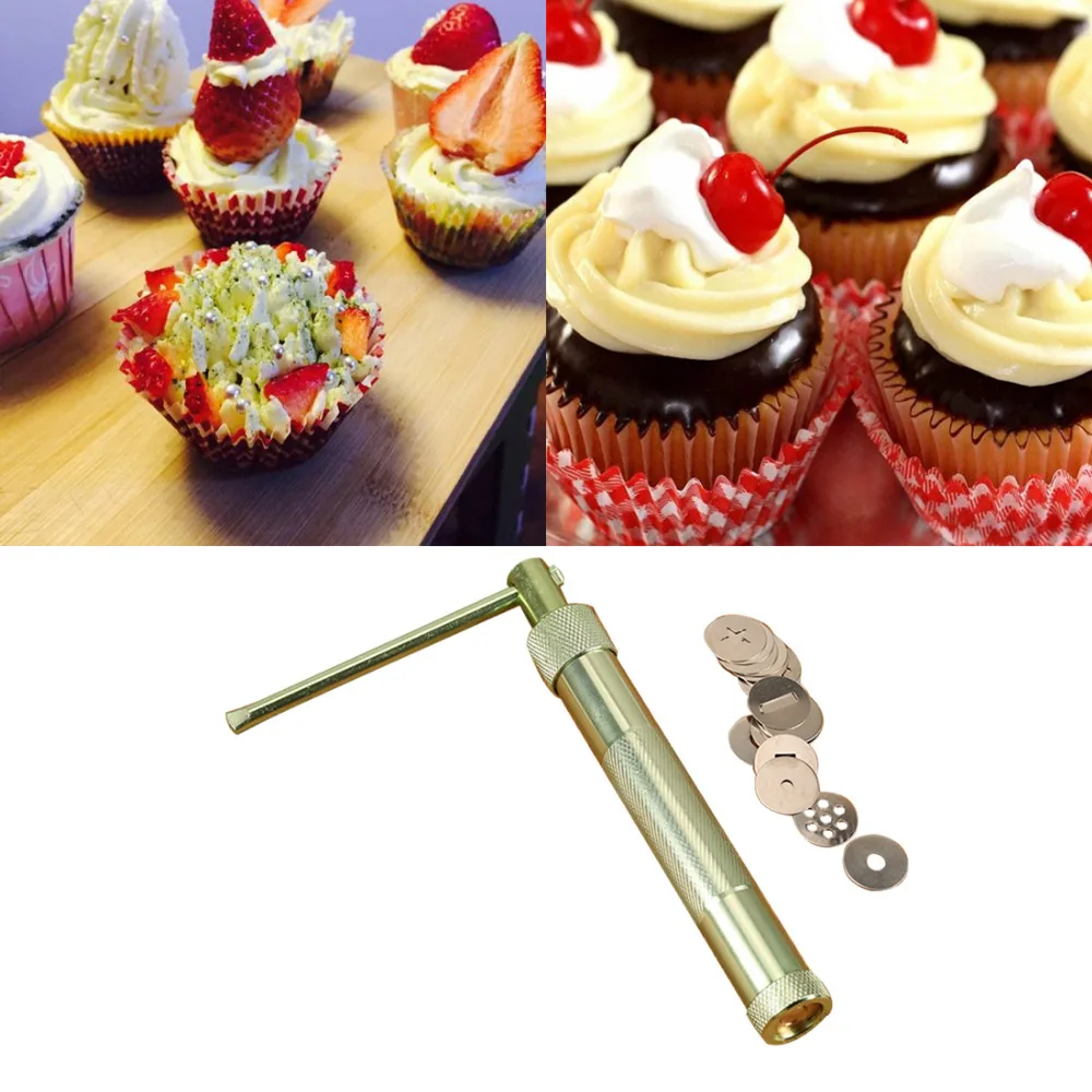 

Practical Stainless Steel Sugar Paste Extruder Craft Gun Tips Craft Fondant Cake Sculpture Polymer Clay Tools Random Color