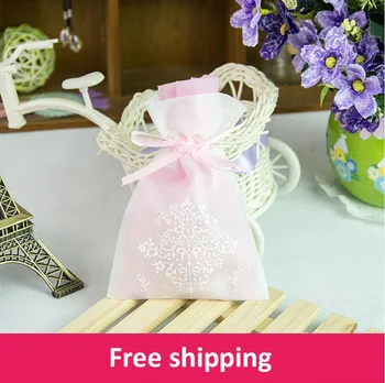 

50pcs/lot,Pretty Double-deck Non-woven fabric Jewelry packaging bags,Pink Drawable Organza Bags,Gift,Candy Bags,Cosmetic Bags