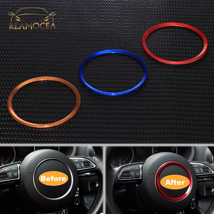 

Reamocea 1Pc Car Styling Aluminium Alloy Steering Wheel Ring Cover Trim Decorative For Audi A1 A3 A4 A5 A6 A7 Q3 Q5 TT