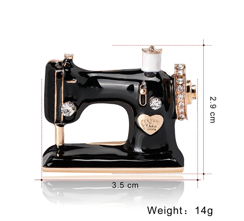 Черный Цвет капли масла швейная машина булавки-брошки с кристаллами для девочек женщин свадебные ювелирные изделия