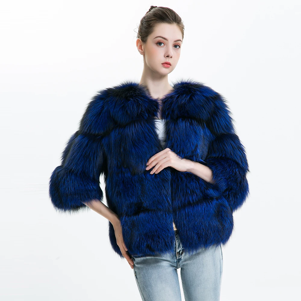 

Winter Women Real Silver Fox Fur Coat Luxury Ladies Whole Skin Genuine Leather Female Natural Silver Fox Fur Jacket for Women