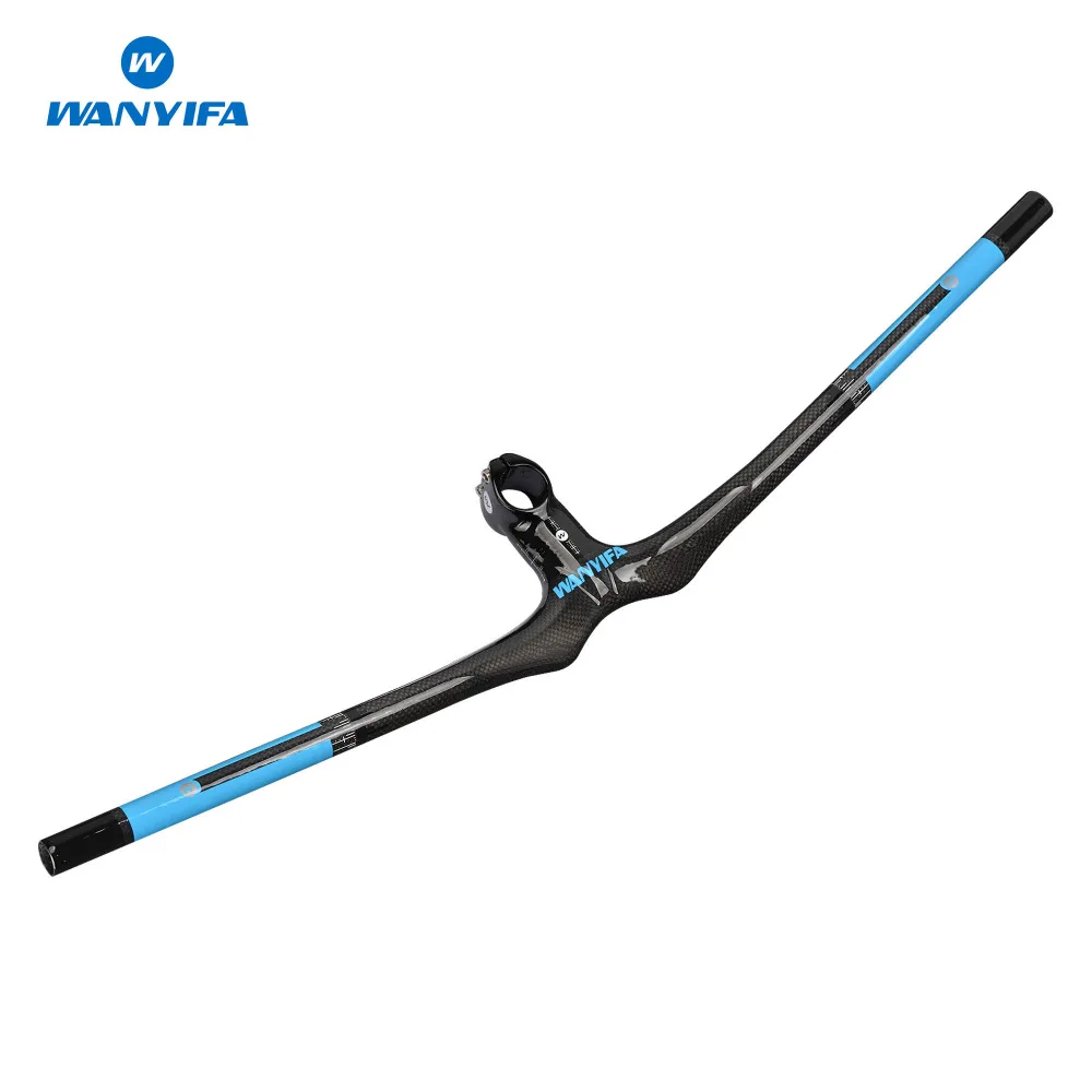 

Wanyifa Carbon Fiber Bike Mountain Integrated Riser Handlebar Bicycle Horizontal MTB Handlebar Stem Parts