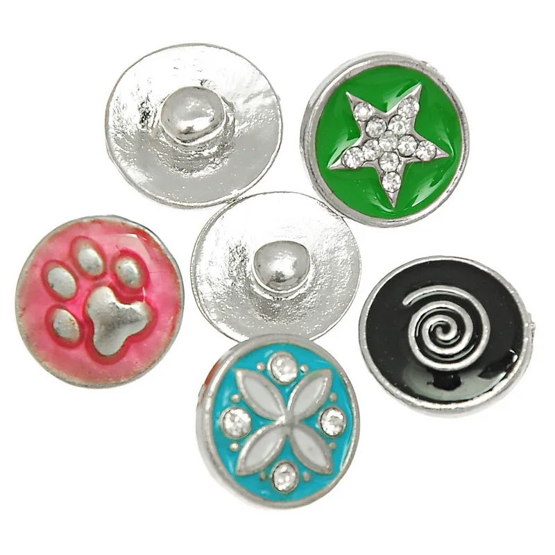 300Pcs Wholesale Mixed Enamel Patterns Rhinestone Mini Snap Press