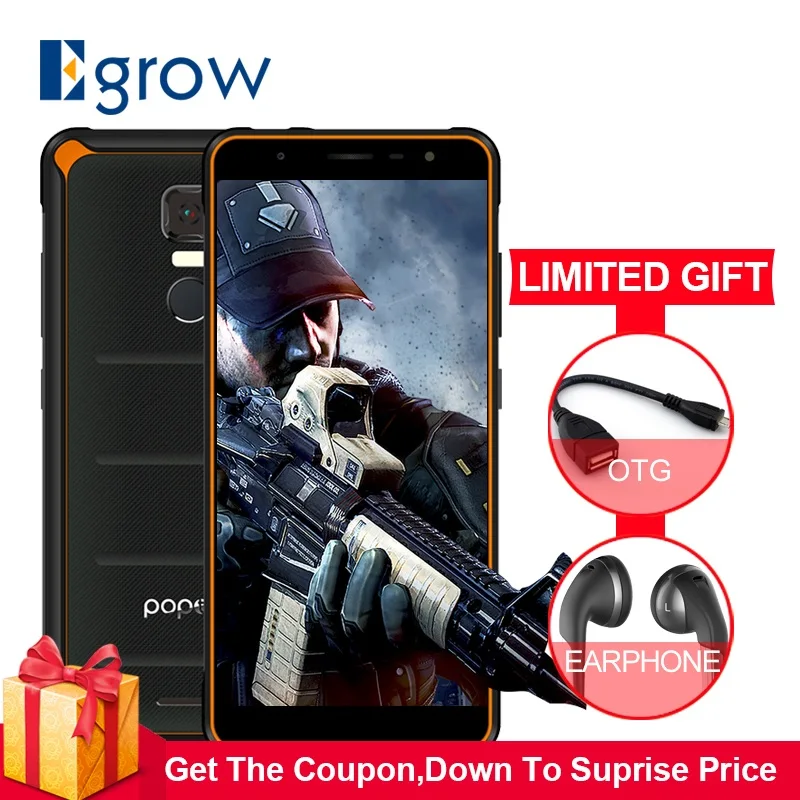 

POPTEL P10 5.5" 4GB 64GB 13MP+8MP Rugged Waterproof Smartphone Octa Core MT6763 Fingerprint Android 8.1 NFC 4G LTE Mobile Phone