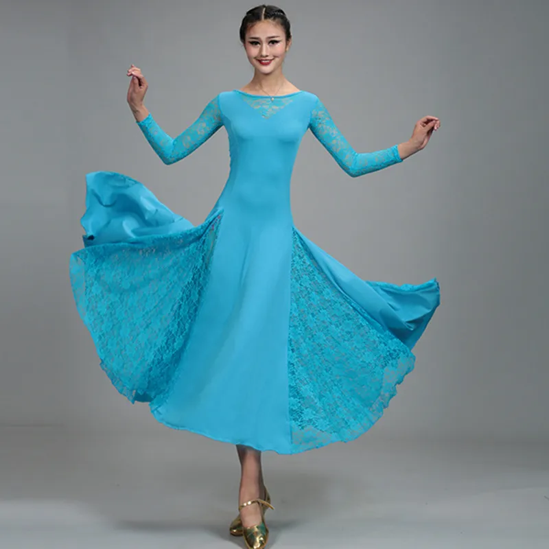 Стандартное бальное платье для бальных танцев, стандартное Венское платье для вальса, фокстрот, платье для фламенко, испанский танцевальный костюм, танго - Цвет: Light Blue