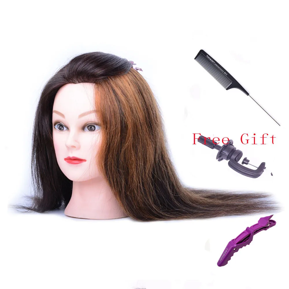 

20" 100% Human Hair Cosmetology Mannequin Manikin Training Head Doll Head With Free Comb