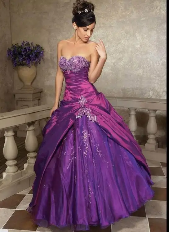 Quinceanera Dresses Sweet 16 Ball Gowns Sweetheart Floor-Length Purple Vestido Debutante Special Ocasion