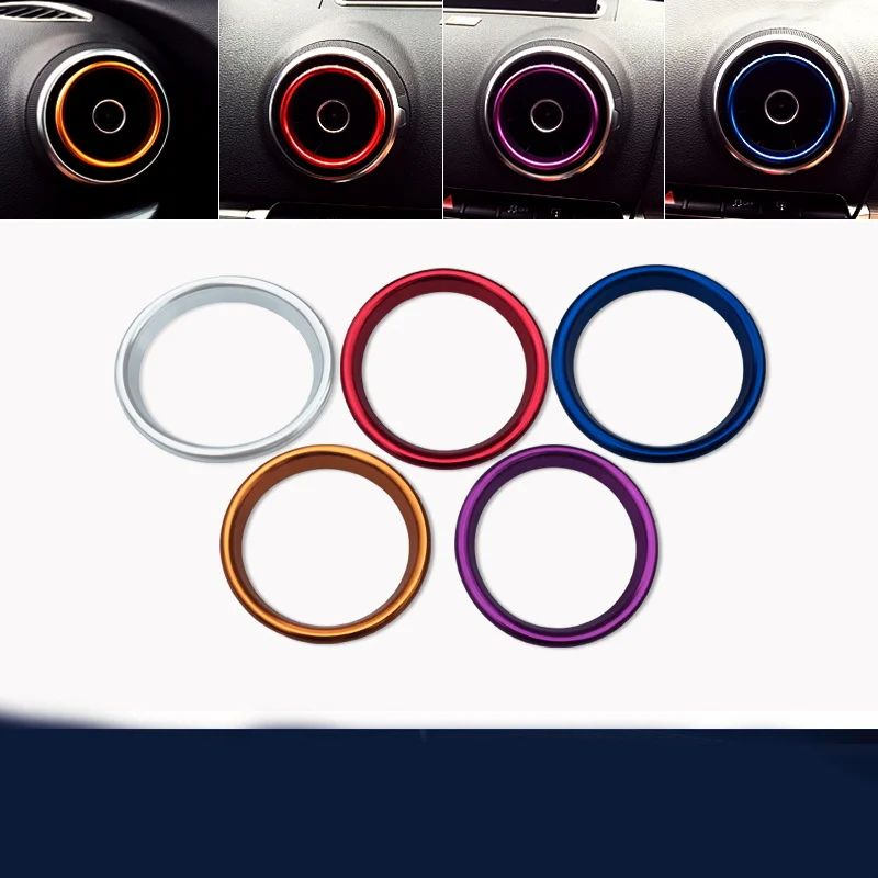 

For Audi A3 Interior Dashboard Air Conditioning Vents Decoration Trim Air Outlet Ring Circle Car styling Stainless Steel decals
