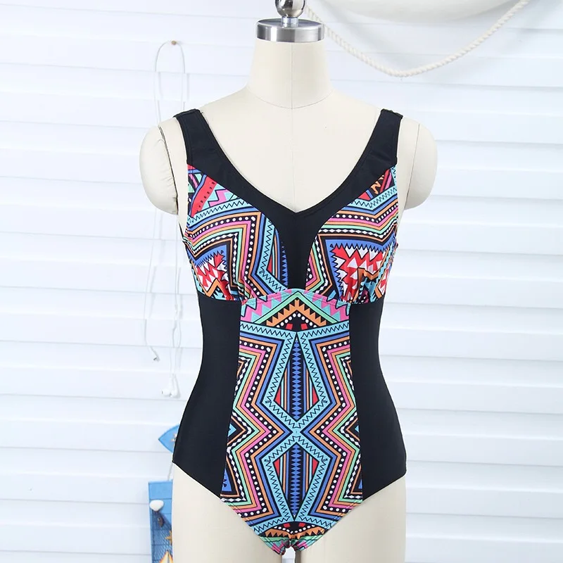 Plus Size XXXL Women's Black Print Padded Push UP Geometric Sexy One Piece Beachwear Swimsuits Bath Bathing Suits Swimwear 2017 plus-size-black-swimsuit : image Plus Size XXXL Women's Black Print Padded Push UP Geometric Sexy One Piece Beachwear Swimsuits Bath Bathing Suits Swimwear 2017 plus-size-black-swimsuit