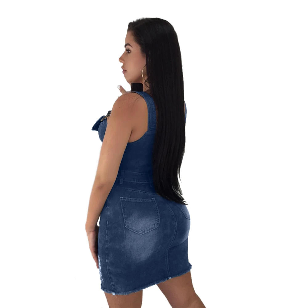 Sexy Women Blue Denim Dress Slim Jeans Dresses One-piece Cowboy Vintage Bodycon Mini Vestidos Sexy Women Blue Denim Dress Slim Jeans Dresses One-piece Cowboy Vintage Bodycon Mini Vestidos