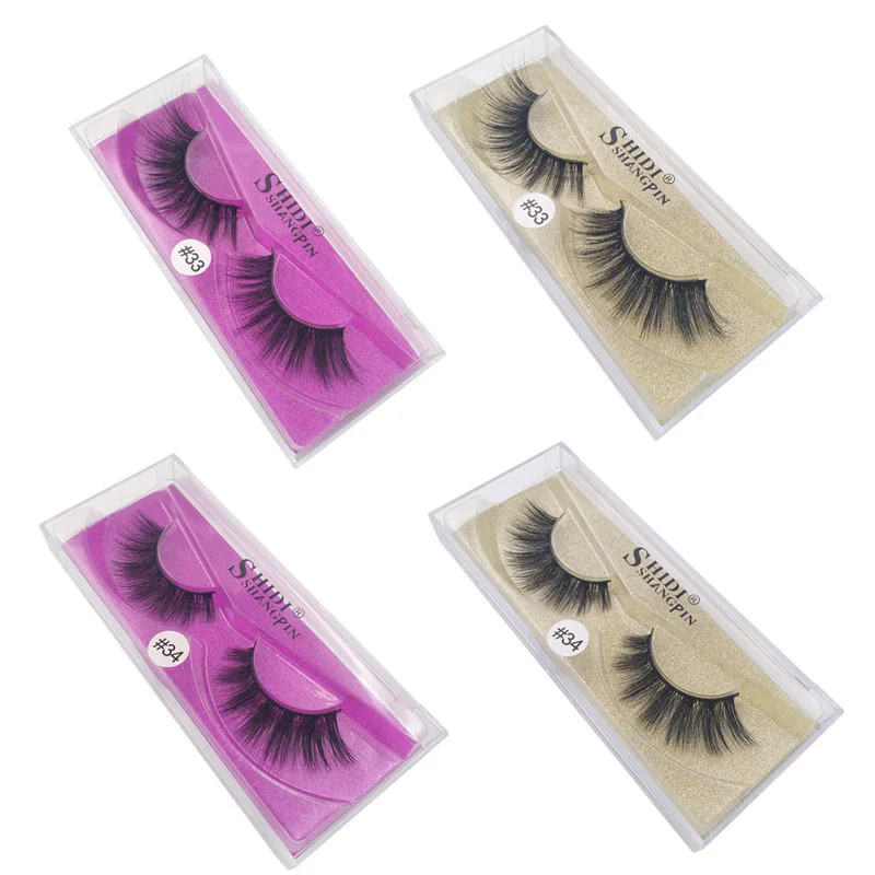 

SHIDISHANGPIN 1 Pair mink eyelashes natural long 3d eyelashes 3d mink lashes hand made makeup false lashes 1 box Faux Cils #3334