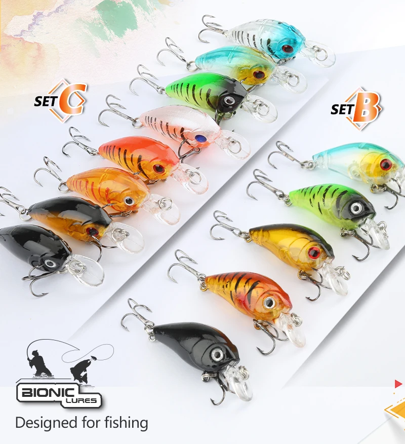  Fishing Lure Artificial Hard Crank Bait topwater Wobbler Japan Mini Fishing Crankbait lure (1)