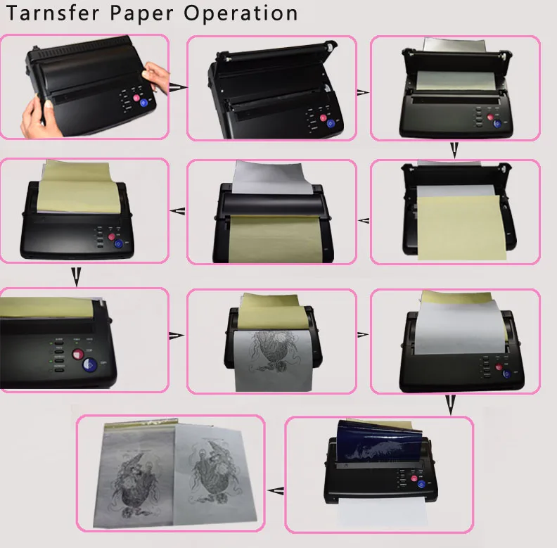 Maquiagem Tattoo copy machine lowest price A4 Transfer Paper black Tattoo copier thermal stencil copy Transfer Machine 12