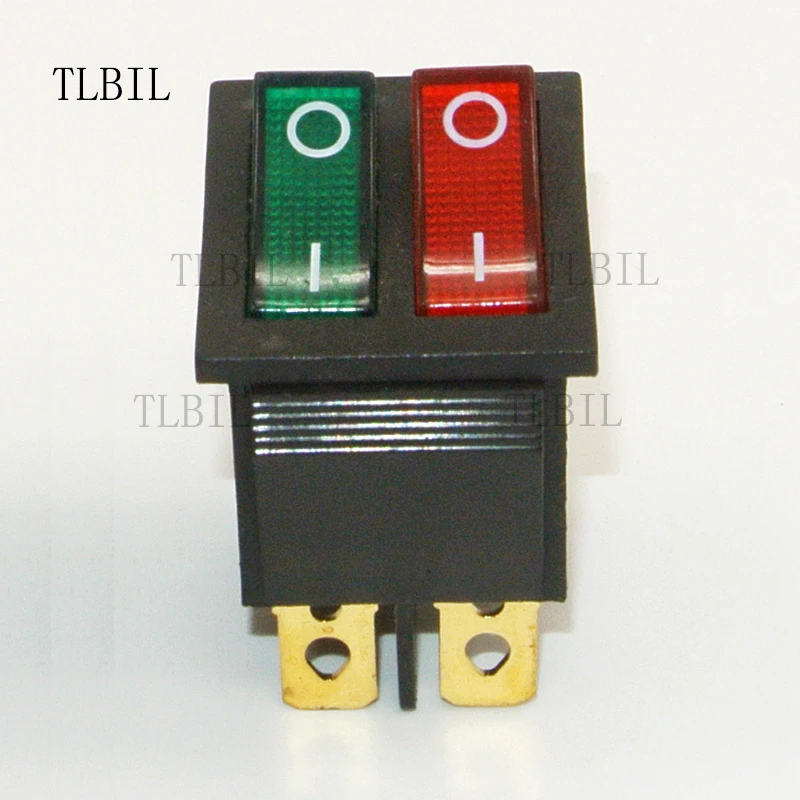 KCD2 двойной лодочный клавишный выключатель 6 Pin ВКЛ-ВЫКЛ с красный зеленый светильник 20A 125V 16A 250V AC - Цвет: Red Green