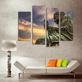 

FOUR PC NO FRAME Buddha bule sky Oil Painting Printed Oil Painting On Canvas Oil Painting Home Decor Wall Decor