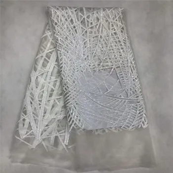 

African Lace Fabric High Quality French tulle Lace Fabric With sequins Fashion Nigerian Lace Fabric For Wedding Dress jl81-100
