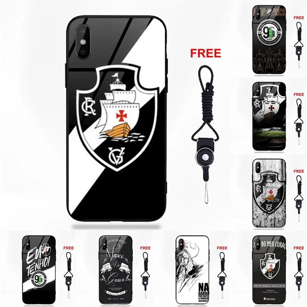 

Soft TPU Frame Tempered Glass Mobile Pouch For Apple iPhone 5 5C 5S SE 6 6S 7 8 Plus X XS Max XR Club De Regatas Vasco Da Gama