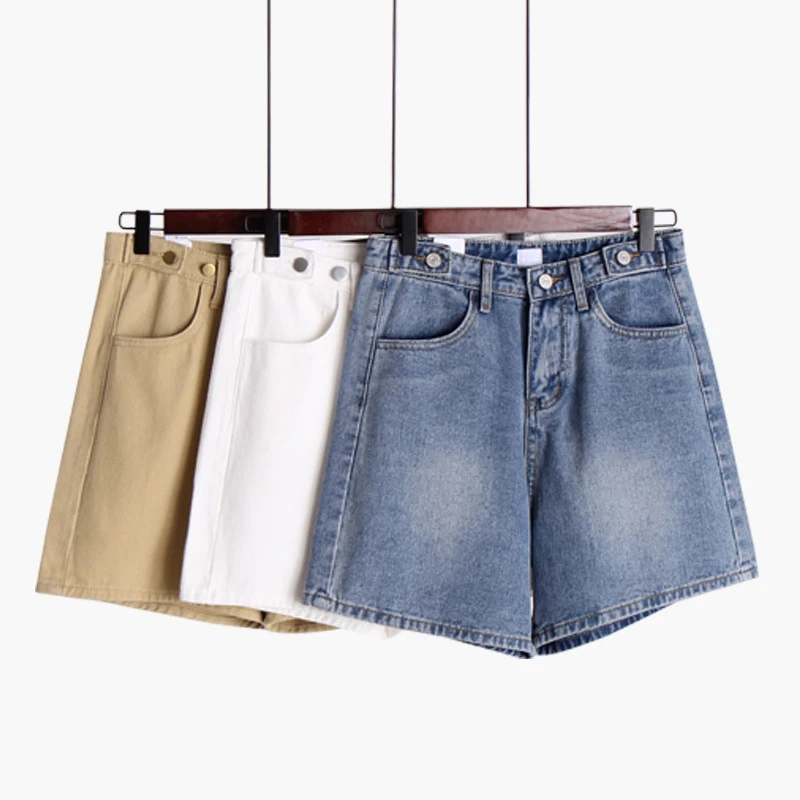 

Hip Hop Summer Women Denim Shorts 2019 New Solid Arrival High Elastic Waist Wide Leg Shorts Jeans Ropa Mujer Slim Short Pants