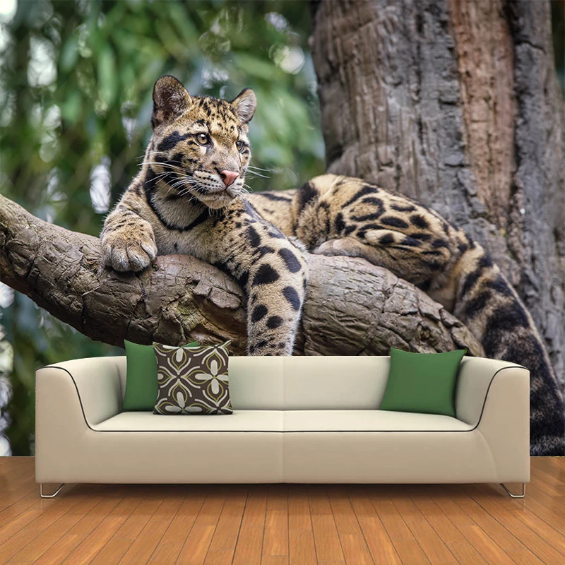 

Custom any size wall mural Modern fashion Outdoor animal Leopard Wall Sticker Wallpapers Home Decor