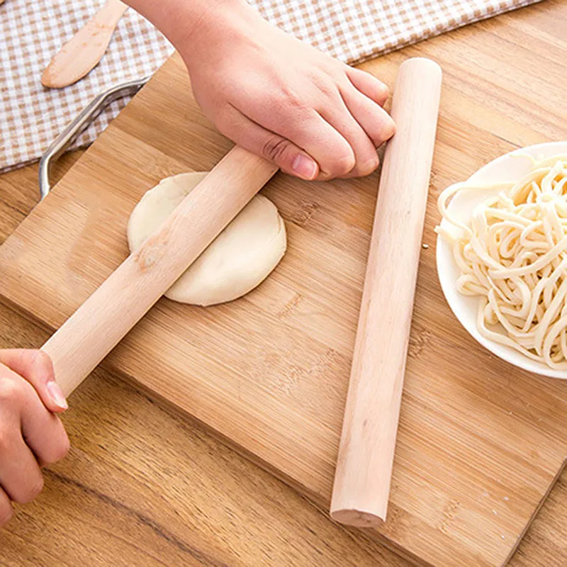 

Natural Wooden Rolling Pin Making Cake Pizza Bread Noodles Dumplings Fondant Dough Kitchen Cooking 11 Inch Tool