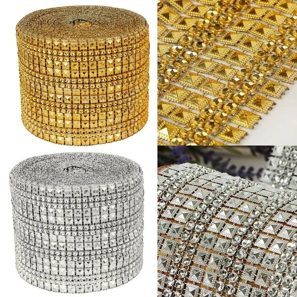

New Fashion 10 Yard Diamond Rhinestone Ribbon Mesh Wrap Wedding Party Floral Decorations Wedding Party Supplies/Favors