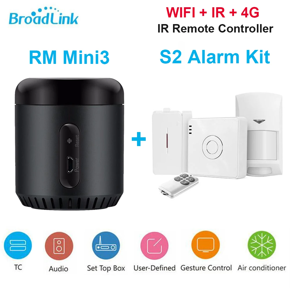 

Original Broadlink Smart Home Automation RM Mini3 Controller S2 Kit Work With Alexa Google Home IR+4G+WiFi Remote Control