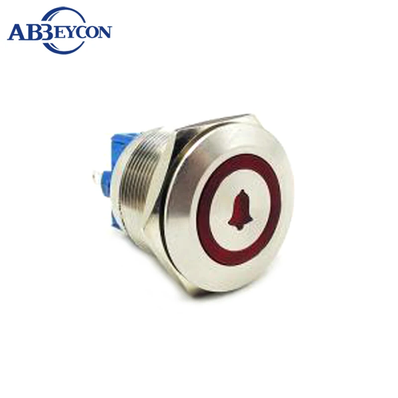 

30mm Momentary 3V/6V/12V/24V/48V/110V /220V LED switch for lamp doorbell symbol light waterproof stainless steel button switch