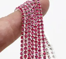MHS.SUN 10 stoczni Hot Pink Claw kryształki górskie łańcuch Gradient DIY gęsta srebrna podstawa łańcuch Rhineston do odzieży i dekoracja torby