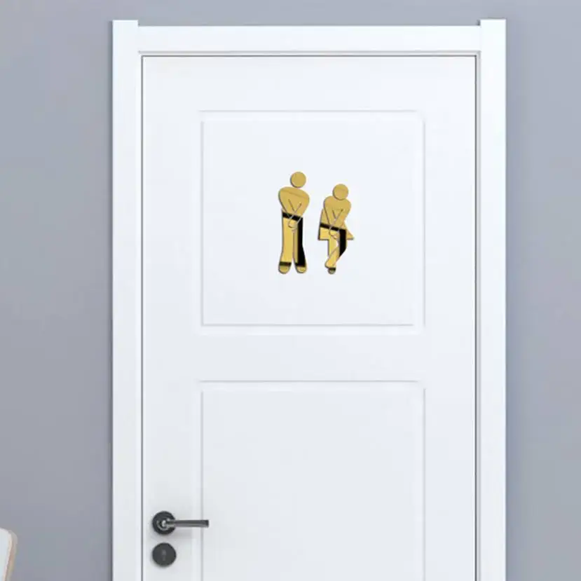 

KAKUDER Modern Creativity Toilet Room Sign Decorative Bathroom Sign For Hotel Bar Restaurant Mirror Wall A4