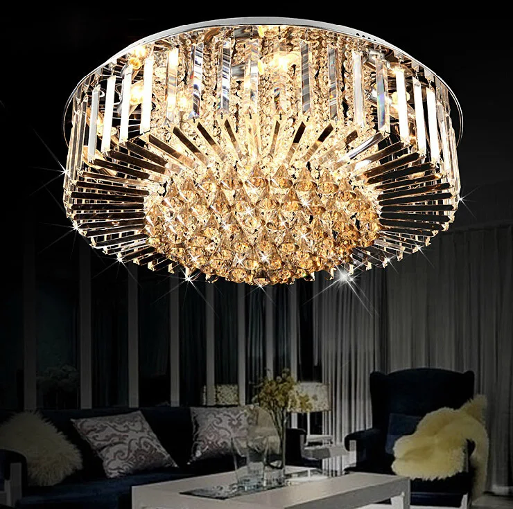 Modern 30w Crystal Chandelier Ceiling Fixtures Flush Mount E14 Modern 30w Crystal Chandelier Ceiling Fixtures Flush Mount E14 Halogen Bulbs Chandeliers Ac220v 40 60 80 100cm Diameter In From Lights