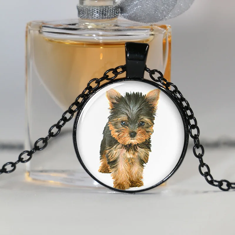 1 шт./партия, ожерелье для йоркширского терьера, подвеска для милой собаки из стекла, фото, подарок для собаки