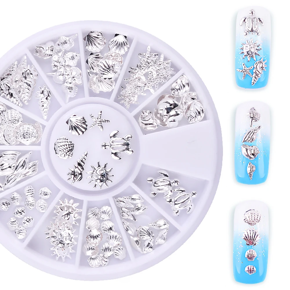 

1 Pc Ocean Series Nail Rivets Copper Nail Studs Mixed 3D Nail Art Decoration DIY Manicure Jewelry Silver Nails Accessories