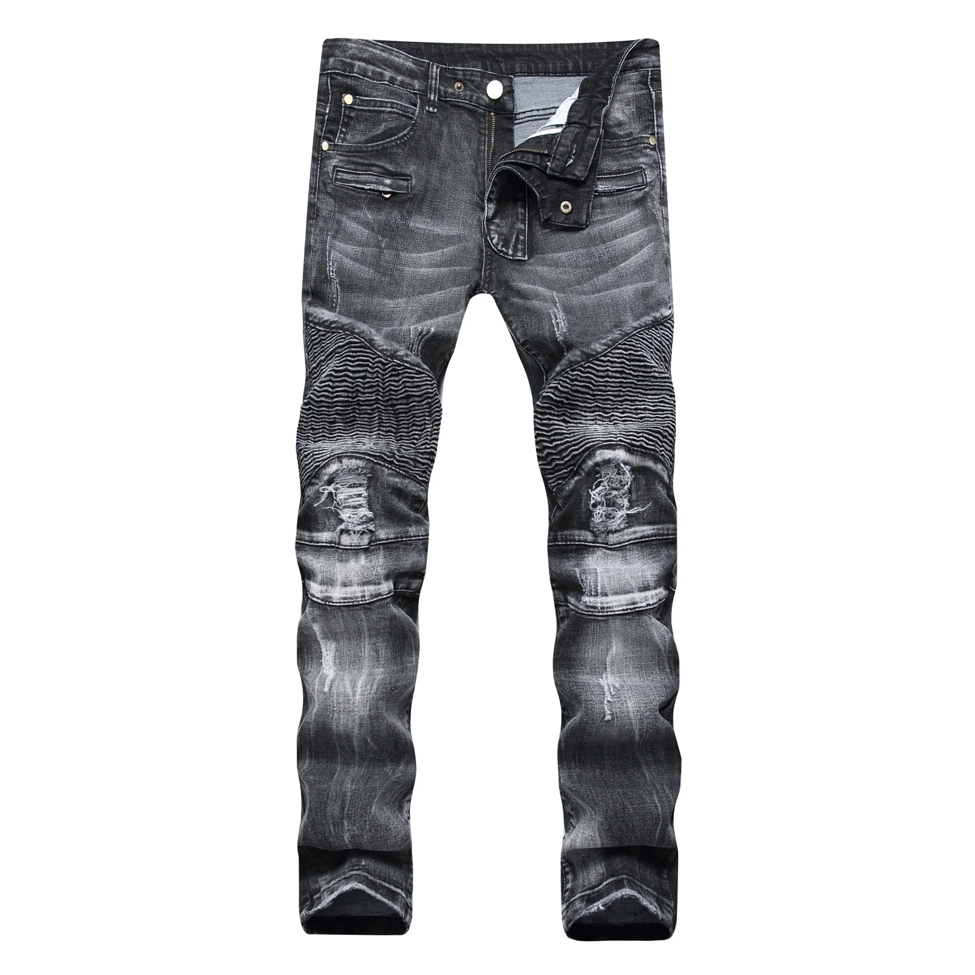 Trade Classic Retro Jeans Men Straight Slim Zipper Decoration light fold Skinny Denim pants Fashion Stretch Hip Hop Jogger Jeans Trade Classic Retro Jeans Men Straight Slim Zipper Decoration light fold Skinny Denim pants Fashion Stretch Hip Hop Jogger Jeans