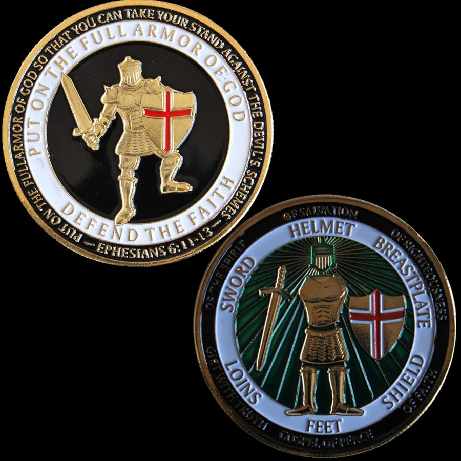 Armor of God Defend the Faith - Brass Challenge Coin (19)