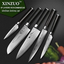 XINZUO 5 stücke küchenmesser set schäl utility cleaver Damaskus kochmesser Japanischen VG10 stahl Küchenmesser sharp kostenloser versand