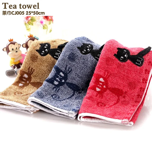 New Arrival Cotton Kitchen Towels Embroidery Line Tea Towel Soft Table Napkins Absorbent Tea Towel Sets Deep color towel