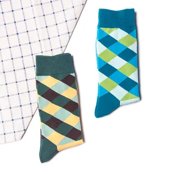 

2019 winter hot explosion cotton socks men's plaid color cotton socks plaid multicolor cute ankle socks носки мужские чулки 50*
