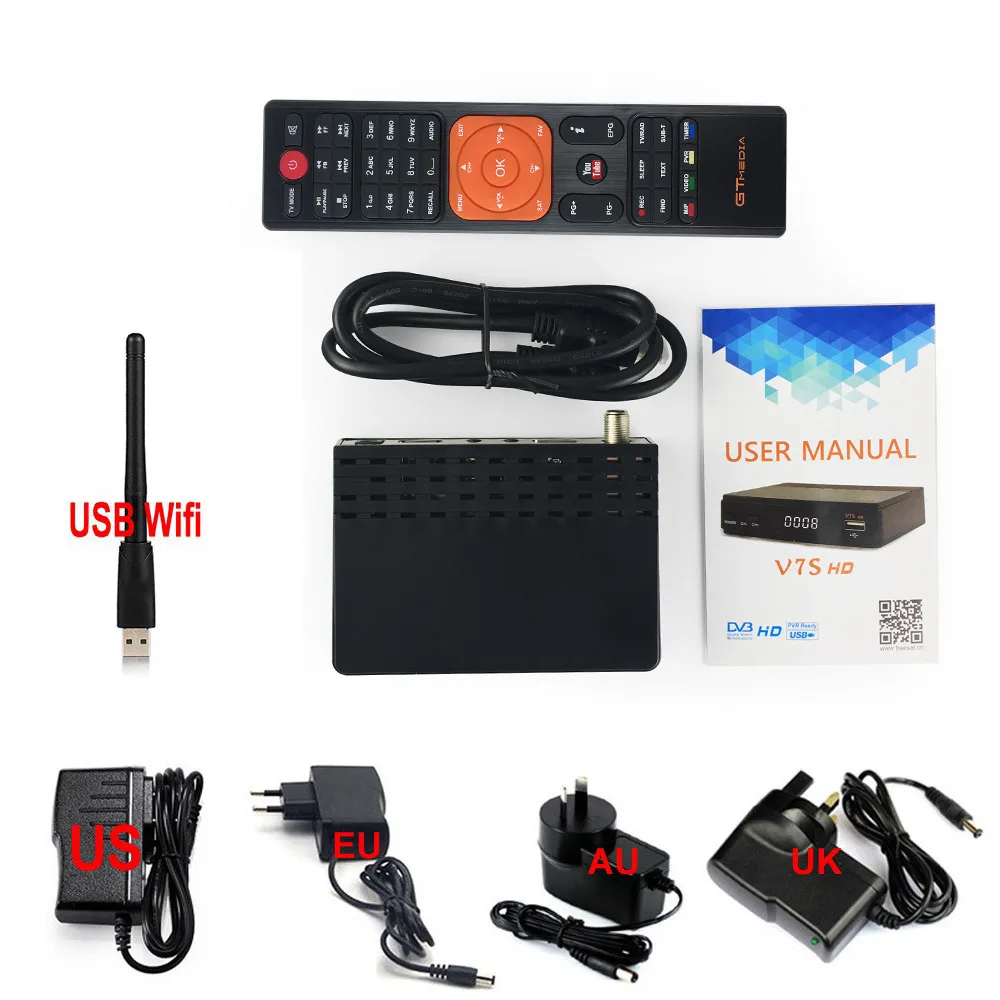 FTA Full HD DVB-S2 цифровой GTmedia V7S спутниковый ресивер USB канал захват ТВ тюнер Wifi Cline год декодер Biss Vu Youtube - Цвет: With USB Wifi