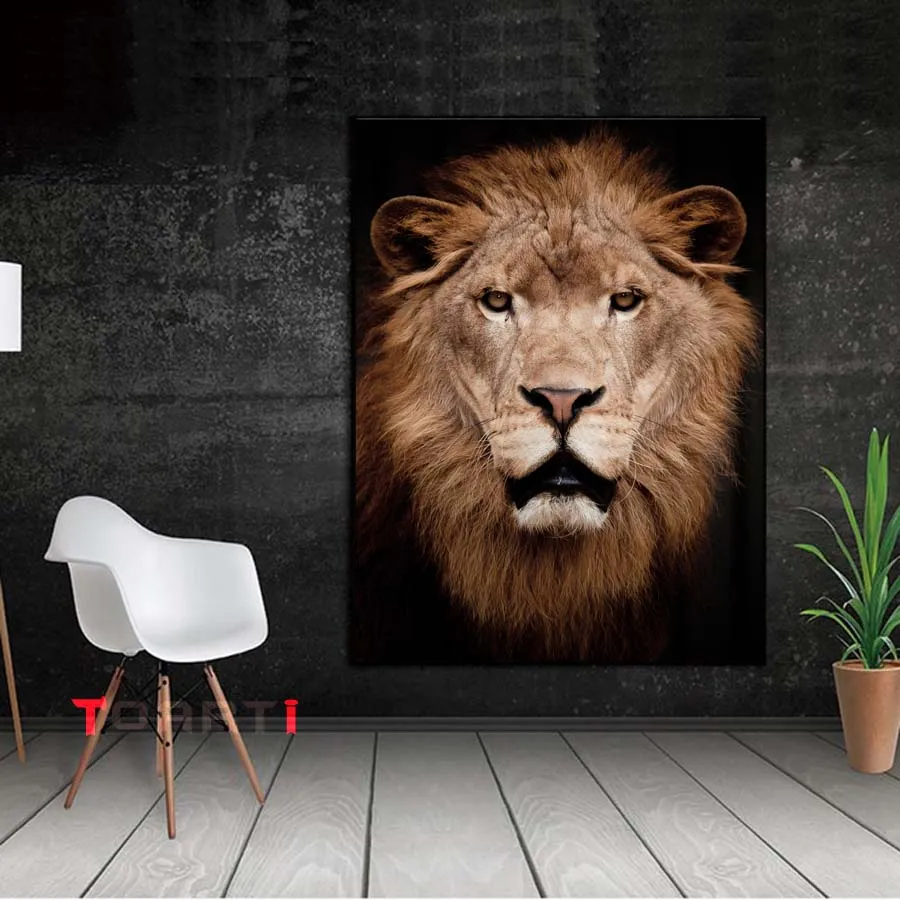 Vivid Wild Animal Lion Horse Elephant Modern Black White Poster&Print Bedroom Nordic Canvas Painting Wall Art Picture Home Decor (2)