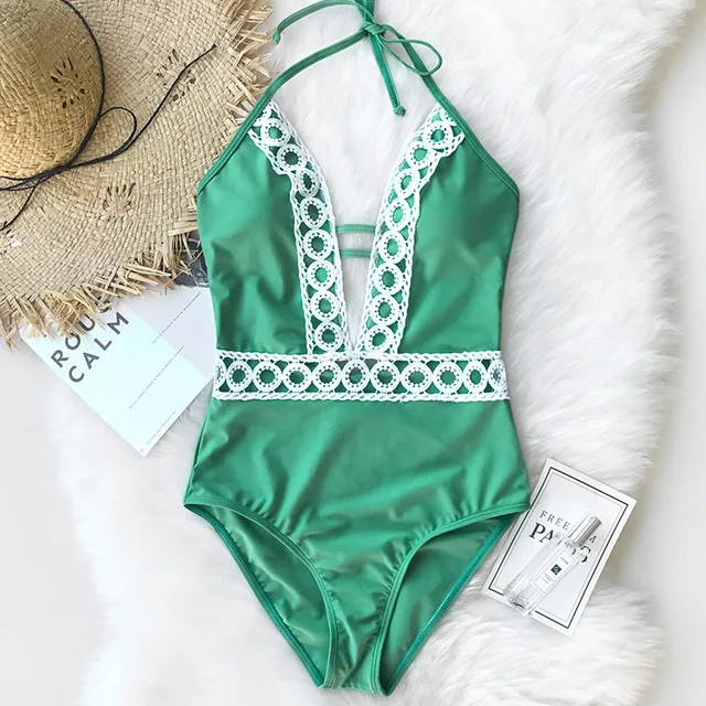 Buy CUPSHE Thick Forest Green Halter One piece