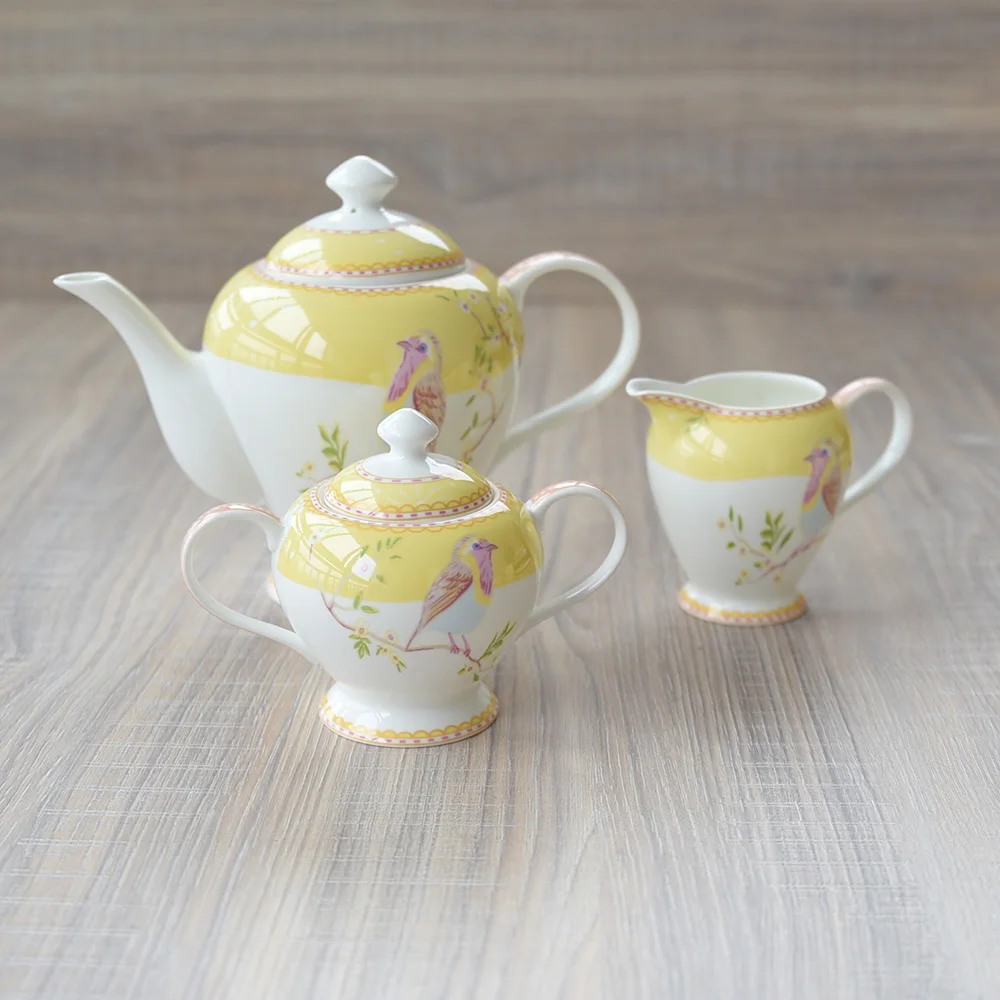 Костяной фарфор, британский послеобеденный чайный сервиз с чашкой чая, чайник, чашка с молоком, фруктами, свадебный подарок, десертная тарелка