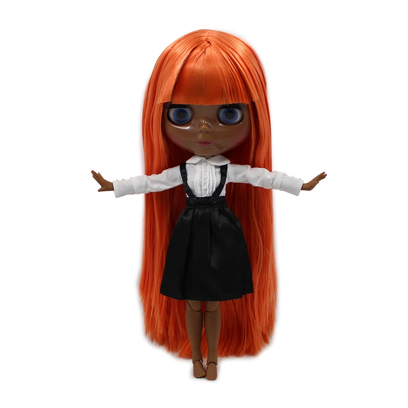 Заводская кукла blyth с суперчерным тоном кожи самой темной кожей 280BL0388 оранжевые
