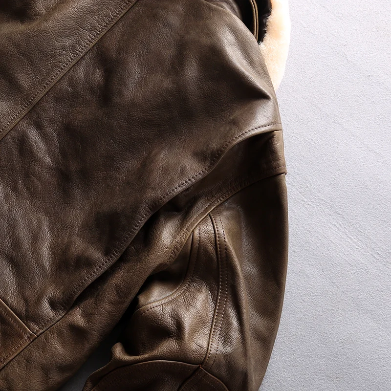 AVIREX FLY натуральная кожаная мужская куртка-бомбер с меховым воротником из воловьей кожи, короткая авиационная куртка, винтажное зимнее пальто