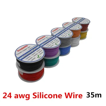 

35m/lot 24 AWG Flexible Silicone Wire 10 Colors RC Cable Line With Spool OD 1.6mm Tinned Copper Wire Electrical Wire