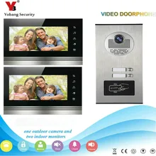 YobangSecurity 2 Apartment Wired Video Door Phone Intercom 7″Inch Monitor IR Camera Video Doorbell Intercom Kit Supprt RFID Card