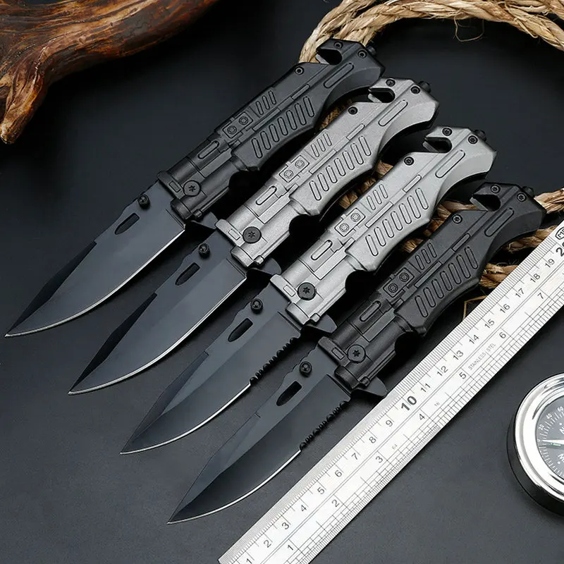 tactical folding knife aluminum handle outdoor camping hunting survival rescue pocket edc tools  (1)