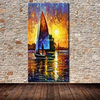 

Handpainted Abstract Knife Sailboat Seaview Oil Painting On Canvas Modern Wall Painting For Living Room Home Decoration No Frame