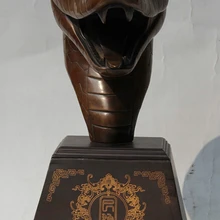 USPS в США S2450 1" Старый Китайский Фиолетовый Бронзовый Дворец Храм Зодиак Год Змеиной Головы Статуя, Бюст