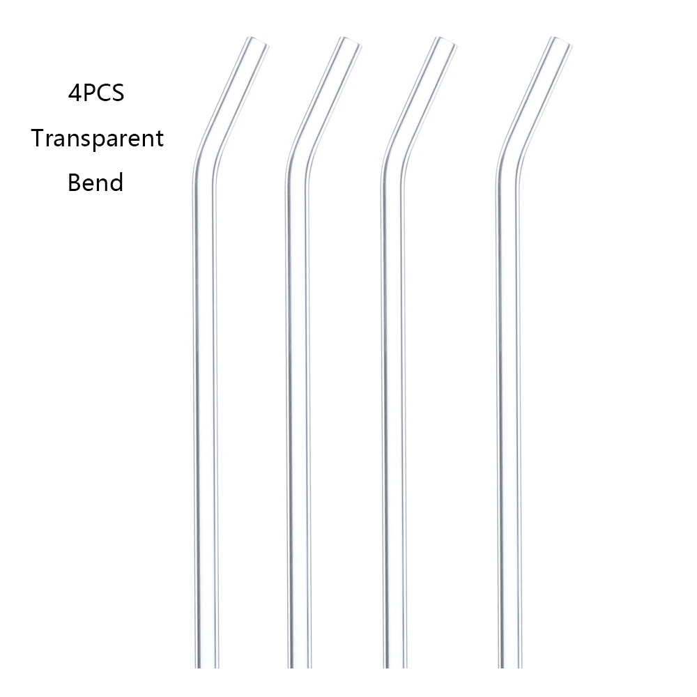 4 шт./компл. Новая полезная многоразовая прямая изгиб пирекс стекляная соломинка для питья пипетка Свадебная вечеринка барная посуда - Цвет: transparent Bend